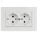 BRITE Розетка 2-местная с заземлением с защитными шторками плоская 16А в сборе РСшПл12-3-БрБ белый IEK