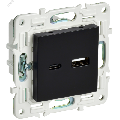 SKANDY Розетка USB A+C 18Вт SK-R13Bl черный IEK