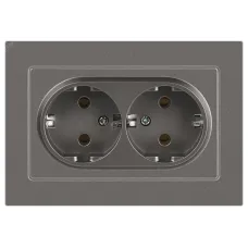 Розетка Intro Accent 6-205-09 двойная 2X2P+E Schuko, 16А-250В, IP20, СУ, AL/CU, титан