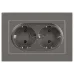 Розетка Intro Accent 6-205-09 двойная 2X2P+E Schuko, 16А-250В, IP20, СУ, AL/CU, титан