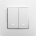 Выключатель 2-клавишный с подсветкой/индикацией 10А безвинтовое крепление белый ETIKA
