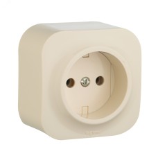 Розетка 1-местная для открытой установки без заземления без защитных шторок 16А слоновая кость QUTEO