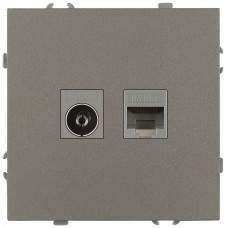 Розетка скрытого монтажа в рамку комбинированная RJ45+TV IP20 титан 15-3110-07 Galaxy