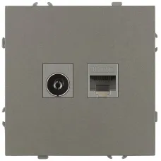 Розетка скрытого монтажа в рамку комбинированная RJ45+TV IP20 титан 15-3110-07 Galaxy