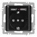 Розетка Intro Accent 6-410-05 , P+E Schuko со шторками, 16А-250В + 2хUSB, IP20, СУ, антрацит