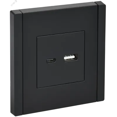 FORTE&PIANO Розетка USB A+C 3,1А FP150 черный IEK