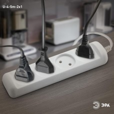 Удлинитель электрический ЭРА  U-4-5m-2x1 без заземления 4 розетки 5м ПВС 2x1мм2 10А