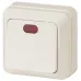 Выключатель Intro Quadro 2-102-02 одноклавишный с подсветкой, 10А-250В, IP20, ОУ, слоновая кость