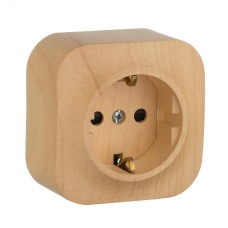 Розетка 1-местная для открытой установки с заземлением с защитными шторками 16Адерево QUTEO