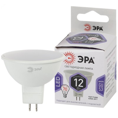 Лампочка светодиодная ЭРА STD LED MR16-12W-860-GU5.3 GU5.3 12Вт софит холодный дневной свет