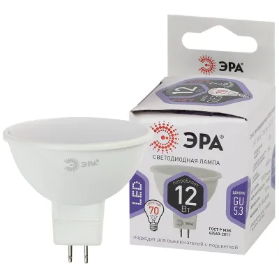 Лампочка светодиодная ЭРА STD LED MR16-12W-860-GU5.3 GU5.3 12Вт софит холодный дневной свет