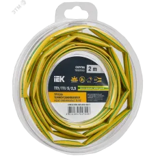 Трубка термоусадочная ТТУ нг-LS 5/2,5 желто-зеленая (2м/упак) IEK