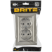 BRITE Розетка 2-местная с заземлением с защитными шторками плоская 16А в сборе РСшПл12-3-БрШ шампань IEK