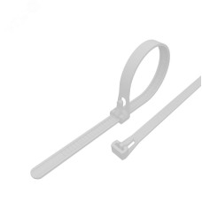 Хомут-стяжка многоразовая нейлоновая 300x7,5 мм, белая, 100 шт