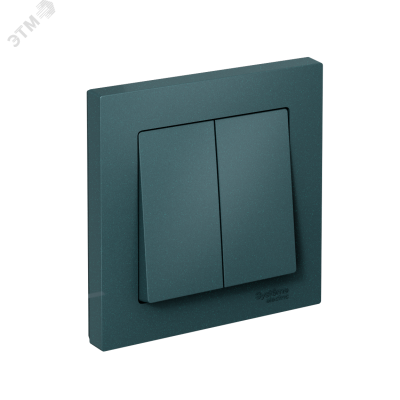 Выключатель двухклавишный ATLASDESIGN схема 5 10АХ в сборе изумруд