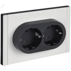 FORTE&PIANO Розетка 2-местная с заземлением без защитных шторок безвинтовое крепление 16А FP224M металл белый IEK