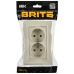 BRITE Розетка 2-местная с заземлением с защитными шторками плоская 16А в сборе РСшПл12-3-БрКр бежевый IEK