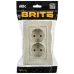 BRITE Розетка 2-местная с заземлением с защитными шторками плоская 16А в сборе РСшПл12-3-БрКр бежевый IEK