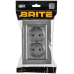 BRITE Розетка 2-местная с заземлением с защитными шторками плоская 16А в сборе РСшПл12-3-БрС сталь IEK