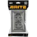 BRITE Розетка 2-местная с заземлением с защитными шторками плоская 16А в сборе РСшПл12-3-БрС сталь IEK