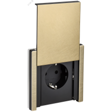 FORTE&PIANO Розетка 1-местная с заземлением с защитными шторками и крышкой безвинтовое крепление 16А IP44 FP619M металл шампань IEK