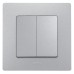 Выключатель 2-клавишный проходной 10А безвинтовое крепление алюминий ETIKA