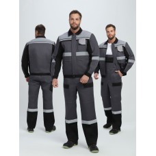 Костюм Виват-2 Премиум CH МВО (тк.Смесовая,240) п/к, т.серый/черный/св.серый, 44-46/170-176