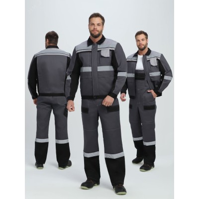 Костюм Виват-2 Премиум CH МВО (тк.Смесовая,240) п/к, т.серый/черный/св.серый, 44-46/182-188