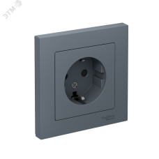 Розетка ATLASDESIGN с заземлением со шторками 16А в сборе грифель