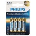 Батарейки Philips LR6M4W/51 АА алкалиновые 1,5v 4 шт. LR6-4BL Premium (4/48/144/17280)