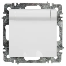 Розетка Intro Accent 6-203-01 2P+E Schuko с крышкой, 16А-250В, IP20, СУ, AL/CU, белый
