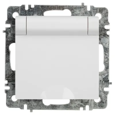 Розетка Intro Accent 6-203-01 2P+E Schuko с крышкой, 16А-250В, IP20, СУ, AL/CU, белый