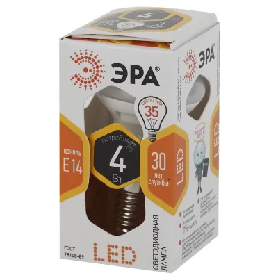 Лампочка светодиодная ЭРА STD LED R39-4W-827-E14 Е14 / Е14 4Вт рефлектор теплый белый свeт