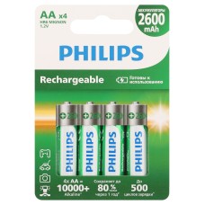 Аккумулятор NiMH никель-металлгидридный HR6-4BL 2600mAh Philips R6B4RTU260/51 АА 1,2v