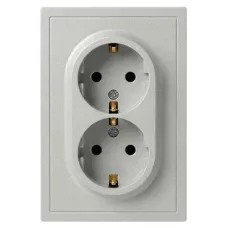 Розетка скрытого монтажа в рамку с заземлением двойная 2X2P+E Schuko 16А-250В IP20 алюминий 15-2104-03 Galaxy
