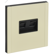 FORTE&PIANO Розетка компьютерная двойная RJ45 кат.5E FP833M металл слоновая кость IEK