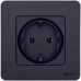 Розетка 1-местная с заземлением без защитных шторок 16А антрацит INSPIRIA