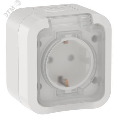 TORS Розетка 1-местная заземляющим контактом и крышкой 16А IP55 TS320 белый IEK