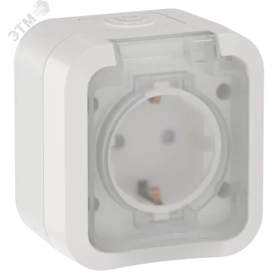 TORS Розетка 1-местная заземляющим контактом и крышкой 16А IP55 TS320 белый IEK