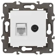 Розетка ЭРА Elegance 14-3110-01М RJ45+TV, белый матовый