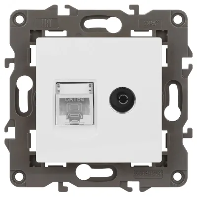 Розетка ЭРА Elegance 14-3110-01М RJ45+TV, белый матовый