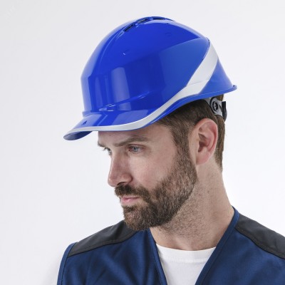 Каска защитная DIAMOND VI WIND из ABC с вентиляцией синего цвета