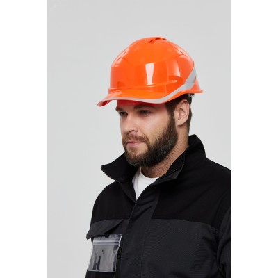 Каска защитная DIAMOND VI WIND из ABC с вентиляцией оранжевого цвета