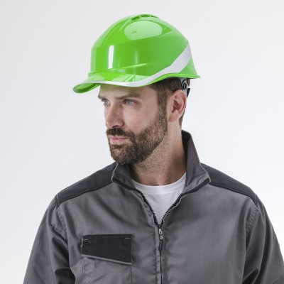 Каска защитная DIAMOND VI WIND из ABC с вентиляцией зеленого цвета