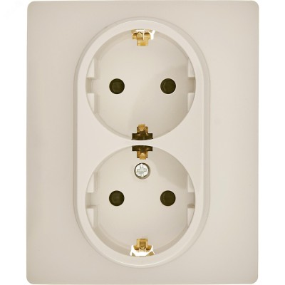 Розетка двойная с заземлением - Legrand/Daccord Inspiria - со шторками в сборе 16А 250В винтовые зажимы - слоновая кость