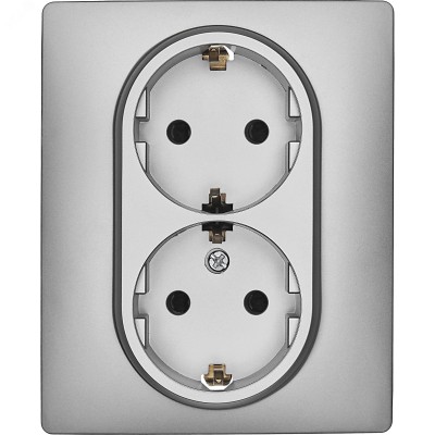 Розетка двойная с заземлением - Legrand/Daccord Inspiria - со шторками в сборе 16А 250В винтовые зажимы - алюминий