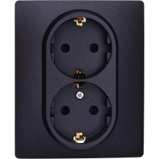Розетка двойная с заземлением - Legrand/Daccord Inspiria - со шторками в сборе 16А 250В винтовые зажимы - антрацит