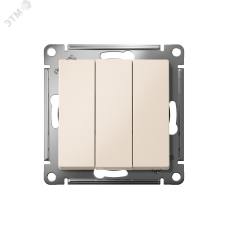 Выключатель трехклавишный ATLASDESIGN схема 1+1+1 10АХ механизм бежевый
