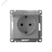 Розетка ATLASDESIGN с заземлением со шторками с крышкой 16А IP20 механизм алюминий