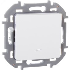 Выключатель 1-клавишный с подсветкой/индикацией 10АХ безвинтовое крепление белый INSPIRIA